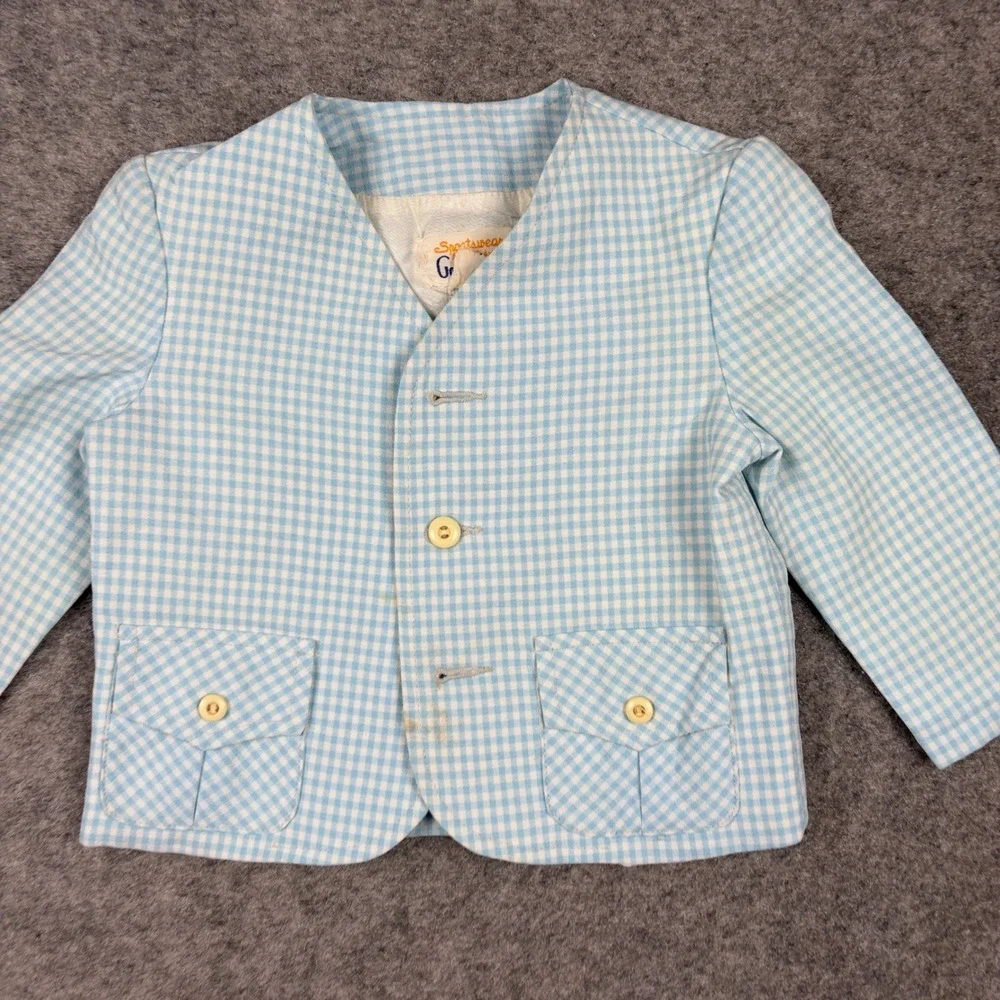 Good Lad Sportswear Blazer Boys Size 2T Blue Gingham Vintage Check Jacket‎